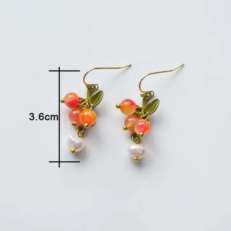 New Spring Plant Bracelets Vintage Stone Beads Berry Blueberry Leaves Bracelet Bangles and Necklace for Women Party Jewelry