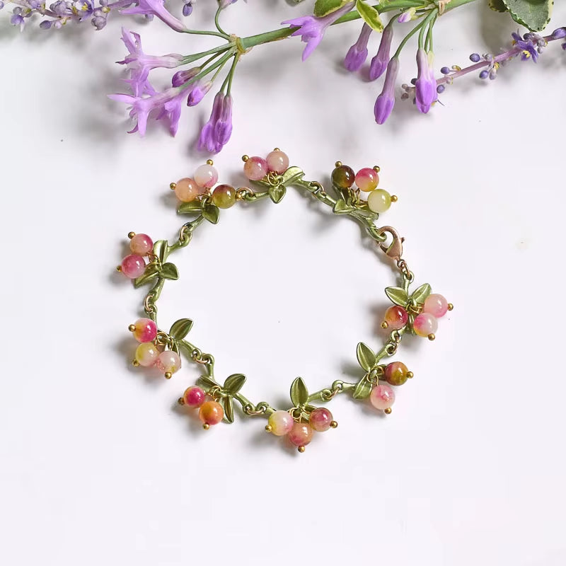 2020 NEW Elegant Retro Freshwater Pearls Plant White Bell Orchid Leaves Flowers Bracelet for Women Party Jewelry Gift