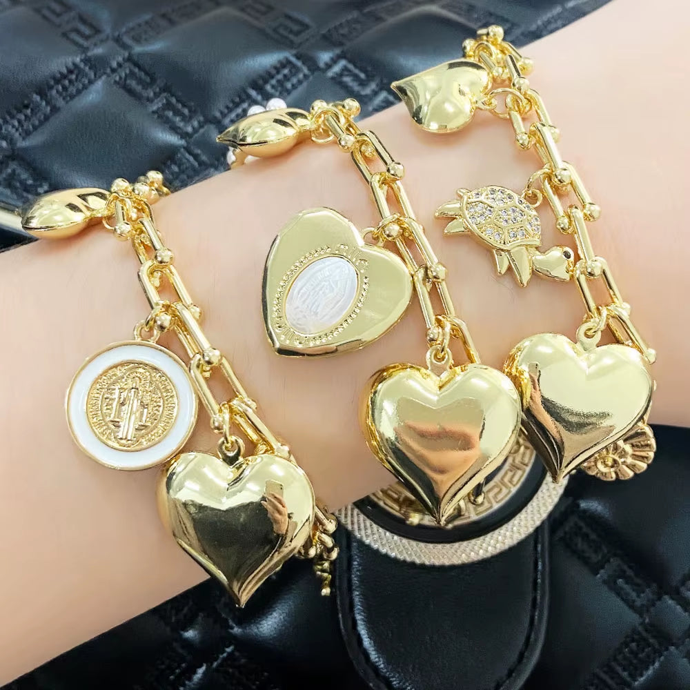 Gold Plated San Benito Turtle Necklaces for Women U Shape Clavicle Chain Heart Necklaces Chokers Chunky Jewelry Nkea048
