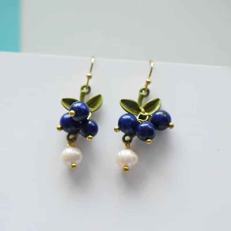 New Spring Plant Bracelets Vintage Stone Beads Berry Blueberry Leaves Bracelet Bangles and Necklace for Women Party Jewelry