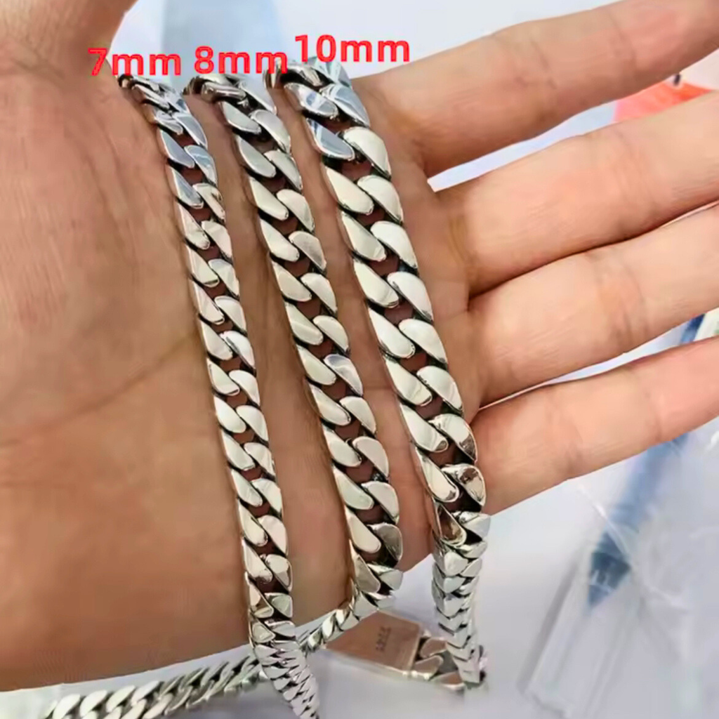 Men’s 925 Sterling Silver Cuban Curb Chain Necklace – Solid, Hip Hop Jewelry
