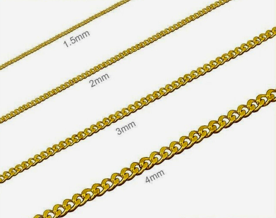 18K Gold Plated Stainless Steel Cuban Curb Link Chain Men’s