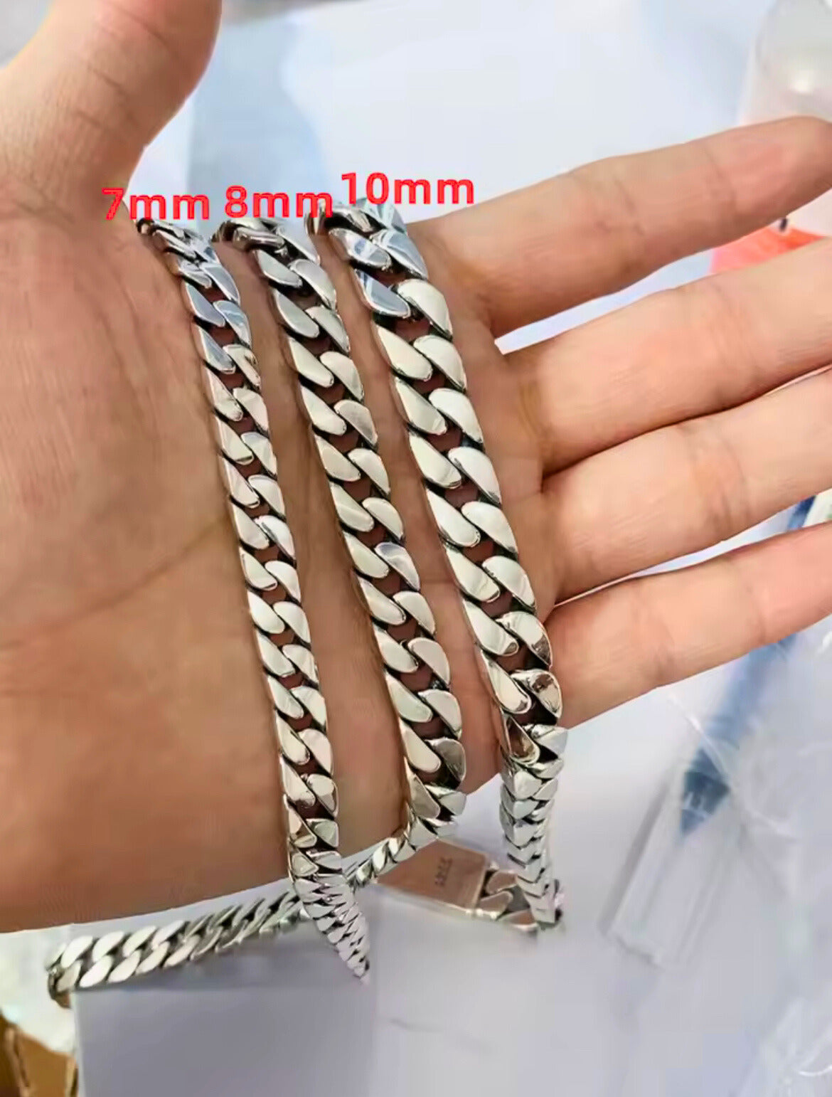 Solid 925 Sterling Silver Cuban Curb Chain for Men