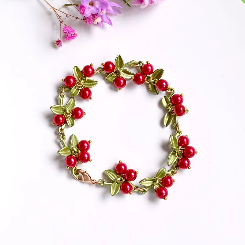 2020 NEW Elegant Retro Freshwater Pearls Plant White Bell Orchid Leaves Flowers Bracelet for Women Party Jewelry Gift