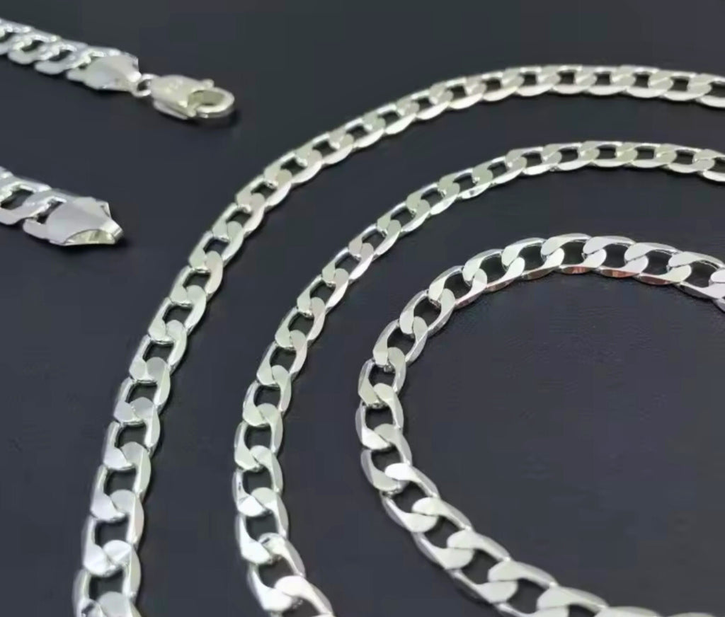 925 Sterling Silver Plated Cuban Curb Chain for Men