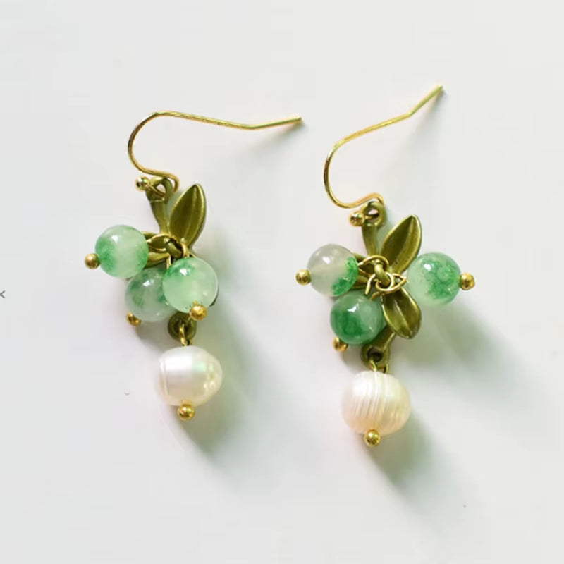 New Spring Plant Bracelets Vintage Stone Beads Berry Blueberry Leaves Bracelet Bangles and Necklace for Women Party Jewelry