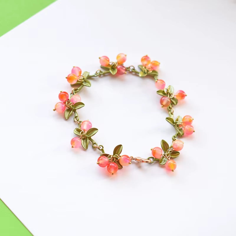 2020 NEW Elegant Retro Freshwater Pearls Plant White Bell Orchid Leaves Flowers Bracelet for Women Party Jewelry Gift