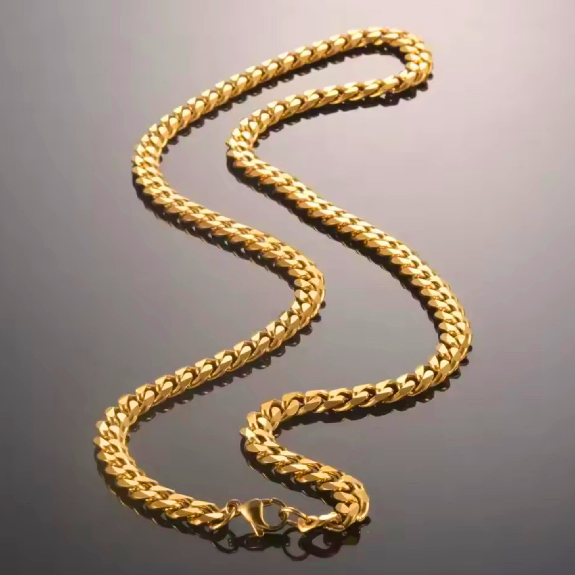 Men’s Gold-Plated Cuban Curb Chain Necklace – Fashion Jewelry