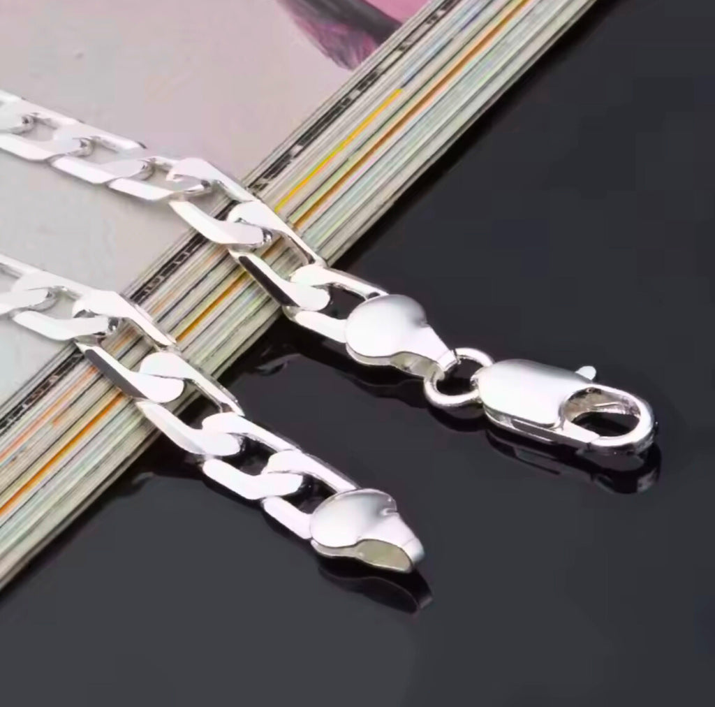 925 Sterling Silver Plated Cuban Link Chain Bracelet