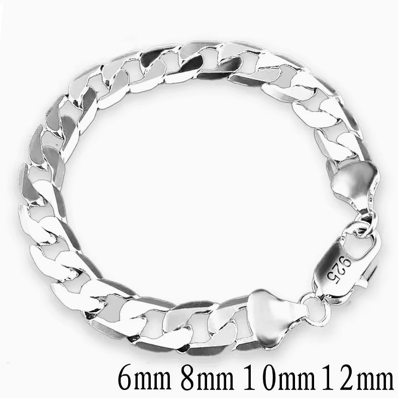 925 Sterling Silver Plated Cuban Link Chain Bracelet