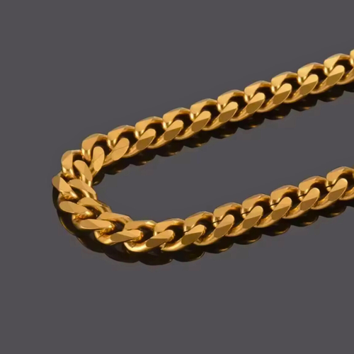 Men’s Gold-Plated Cuban Curb Chain Necklace – Fashion Jewelry