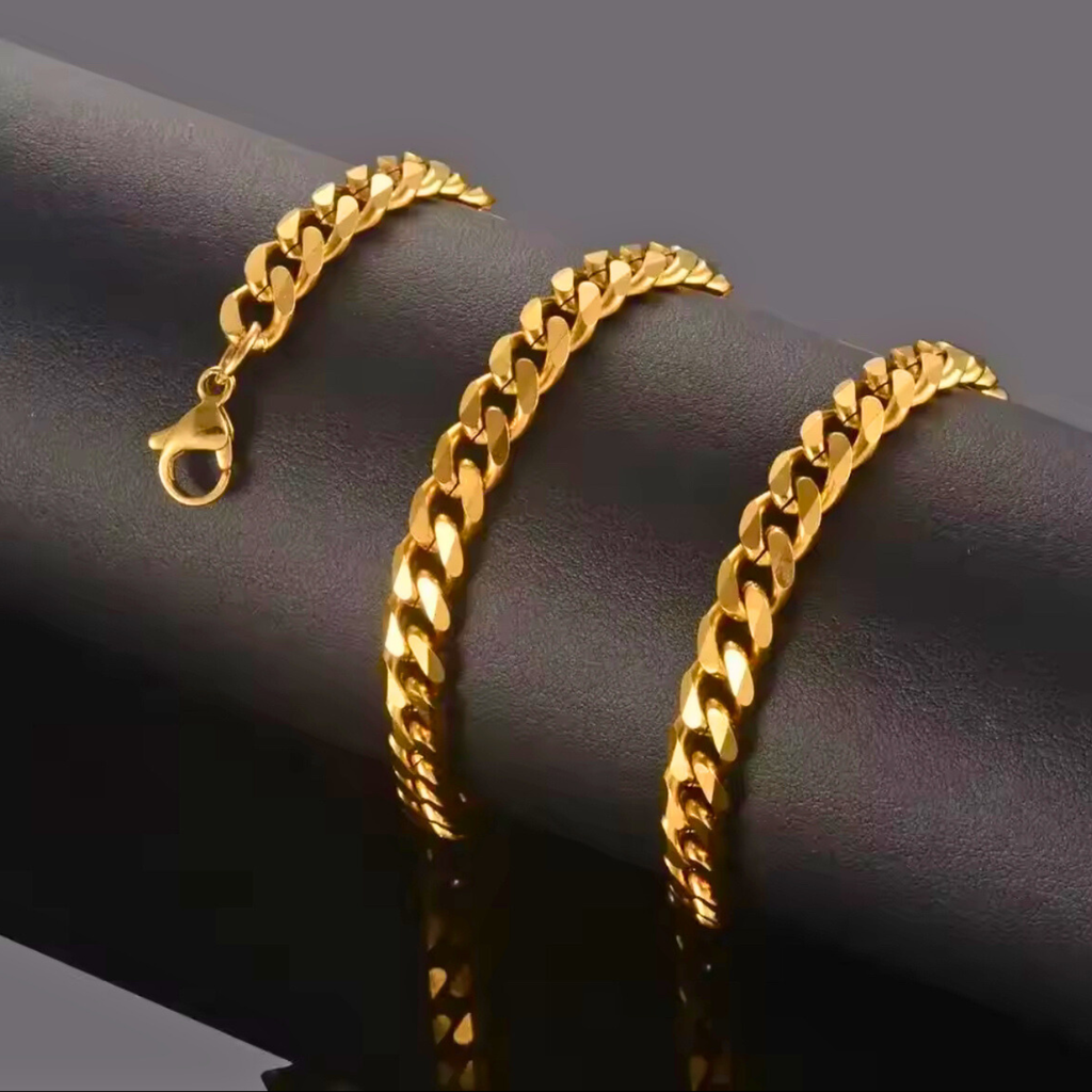 Men’s Gold-Plated Cuban Curb Chain Necklace – Fashion Jewelry