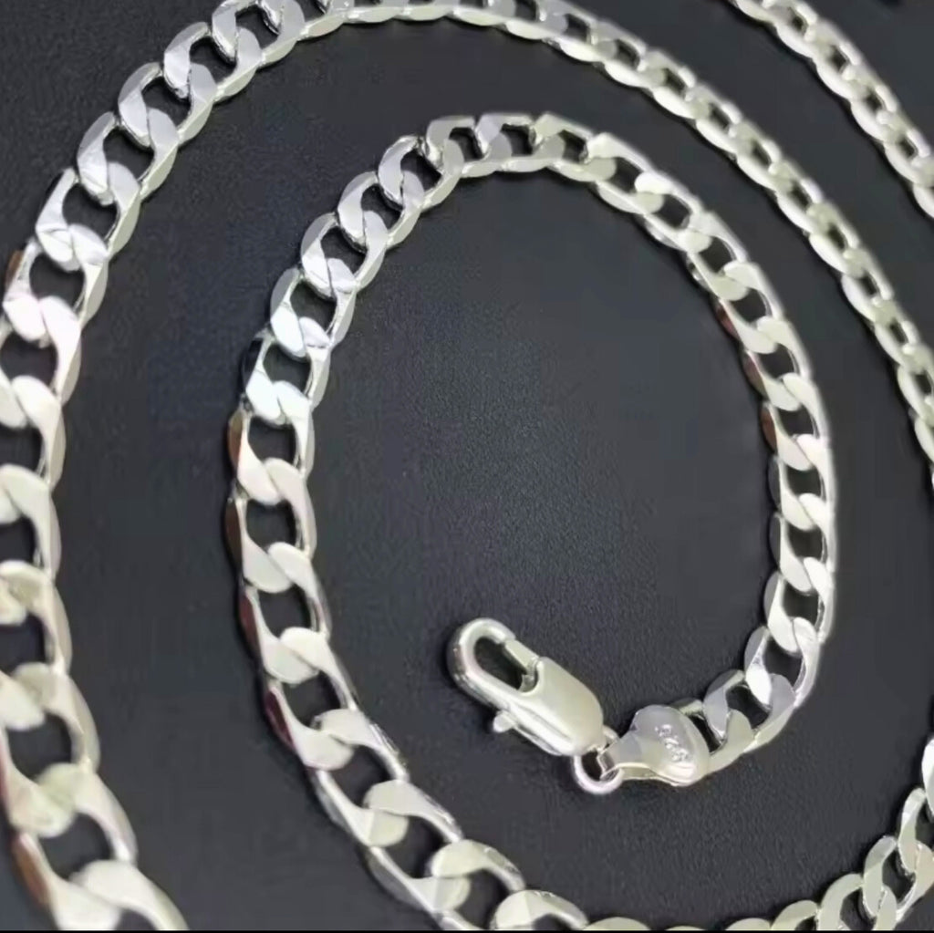 925 Sterling Silver Plated Cuban Curb Chain for Men