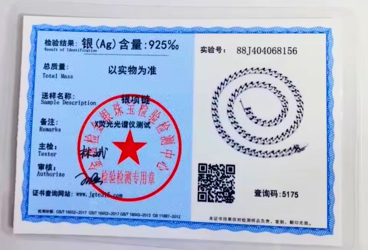 Solid 925 Sterling Silver Cuban Curb Chain for Men