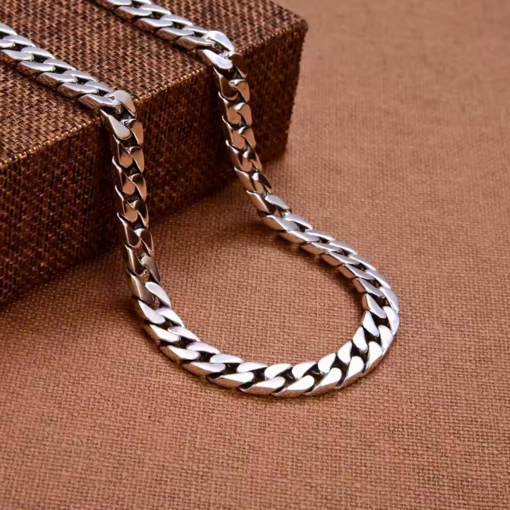 Men’s 925 Sterling Silver Cuban Curb Chain Necklace – Solid, Hip Hop Jewelry