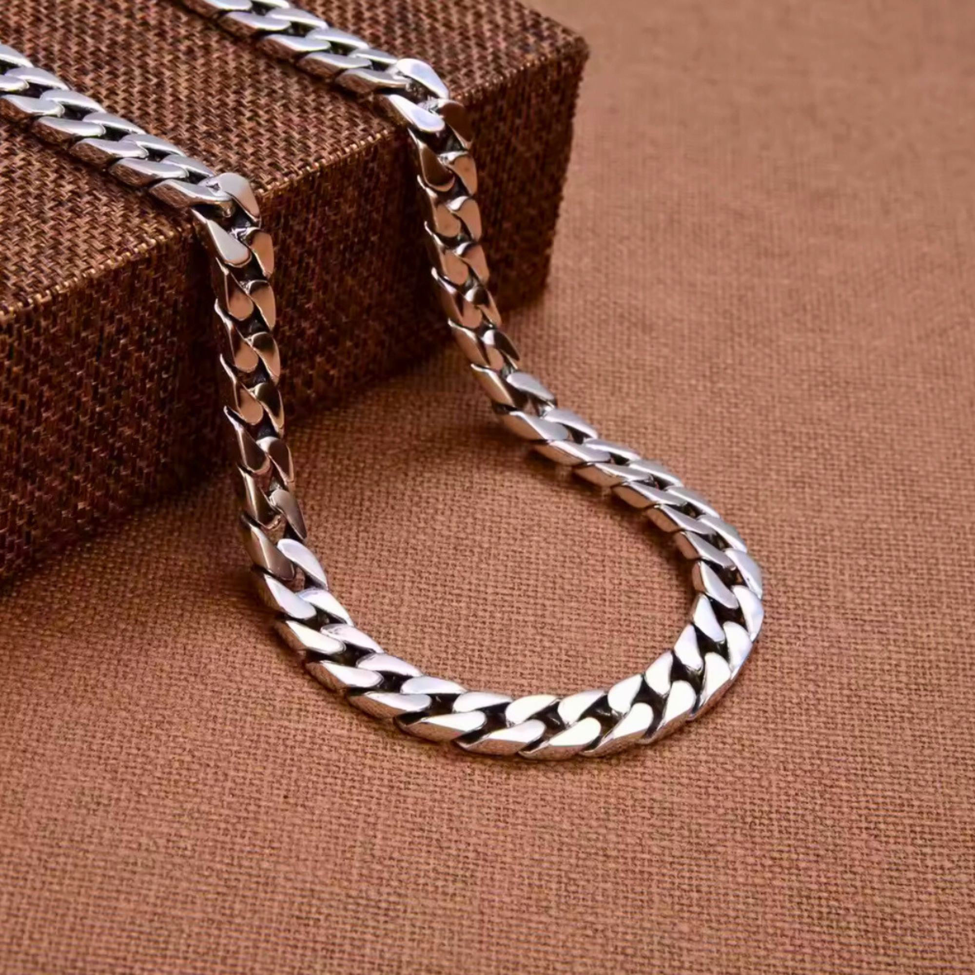 Men’s 925 Sterling Silver Cuban Curb Chain Necklace – Solid, Hip Hop Jewelry