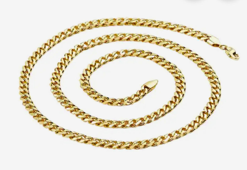 18K Gold Plated Stainless Steel Cuban Curb Link Chain Men’s