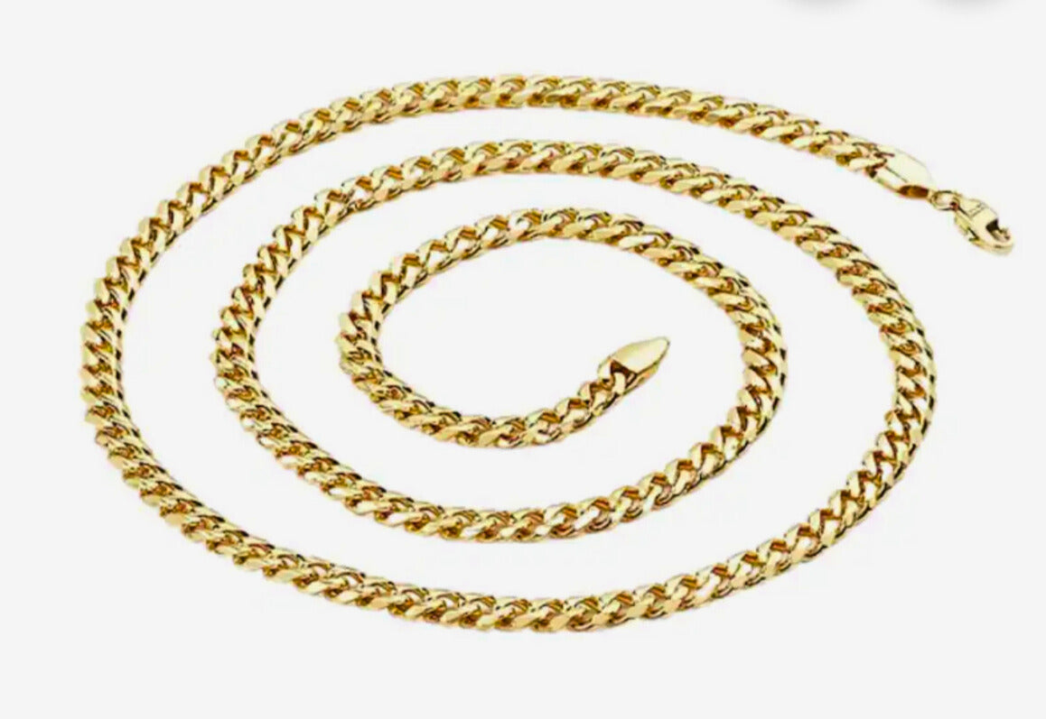 18K Gold Plated Stainless Steel Cuban Curb Link Chain Men’s