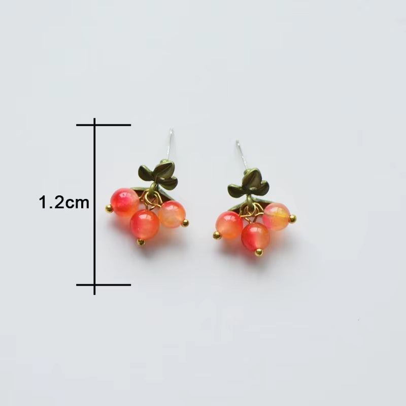 New Spring Plant Bracelets Vintage Stone Beads Berry Blueberry Leaves Bracelet Bangles and Necklace for Women Party Jewelry